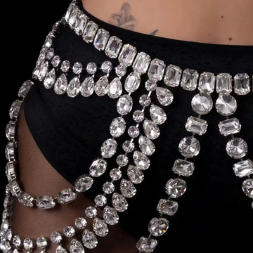 Full Rhinestone Bra & Chain Skirt Jewelry