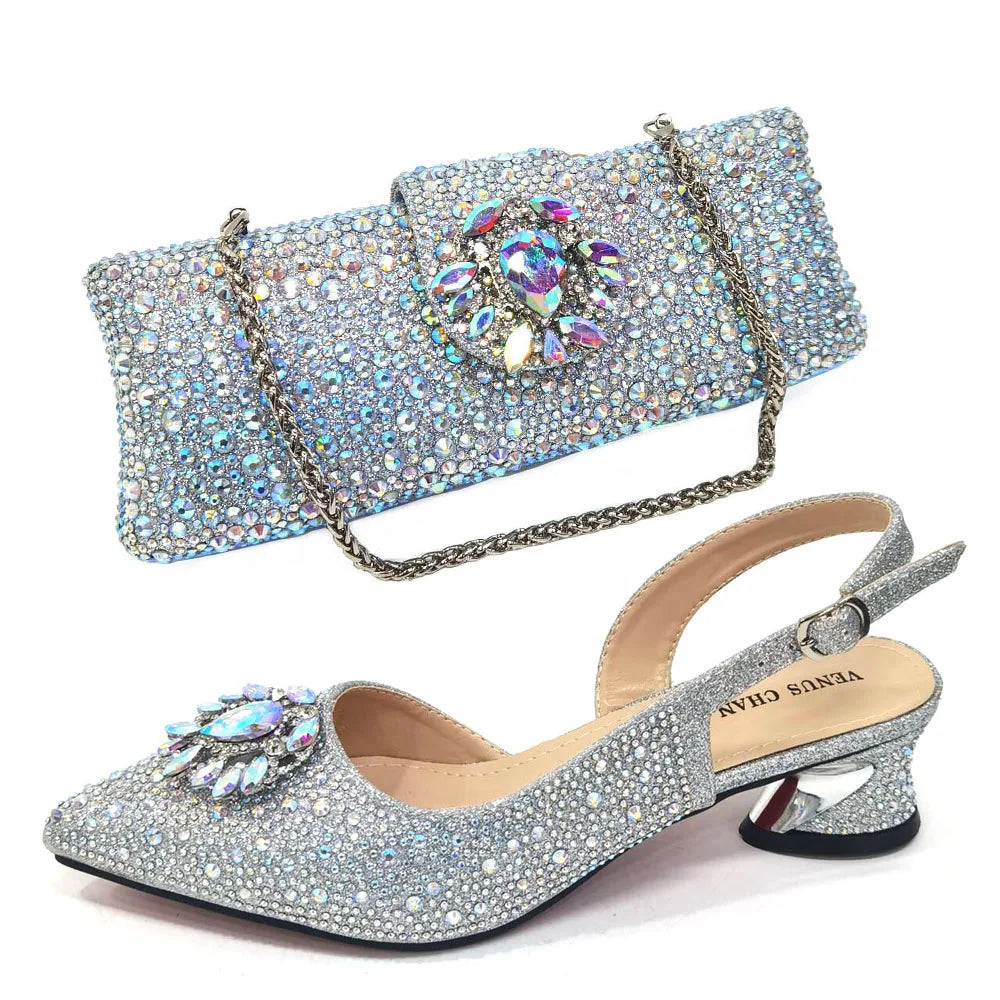 Elegant Champagne Shoes and Bag Set