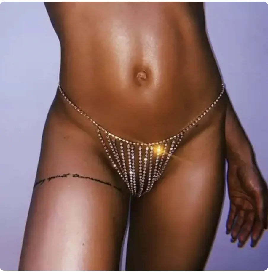 Crystal Tassel Bra & Thong Costume Jewelry
