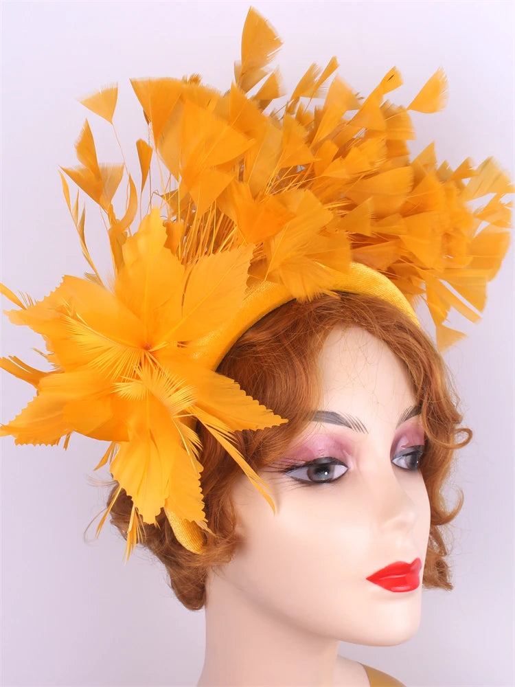 25cm Feather Floral Ribbon Fascinator Headband Kentucky Derby Cocktail Tea Party Hat