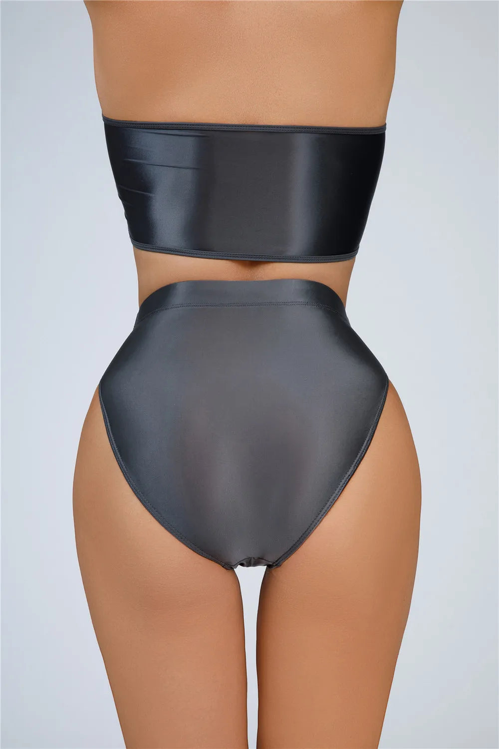 High-Waist Oil Glossy Sheer G-String Thong Satin Smooth Seamless Briefs