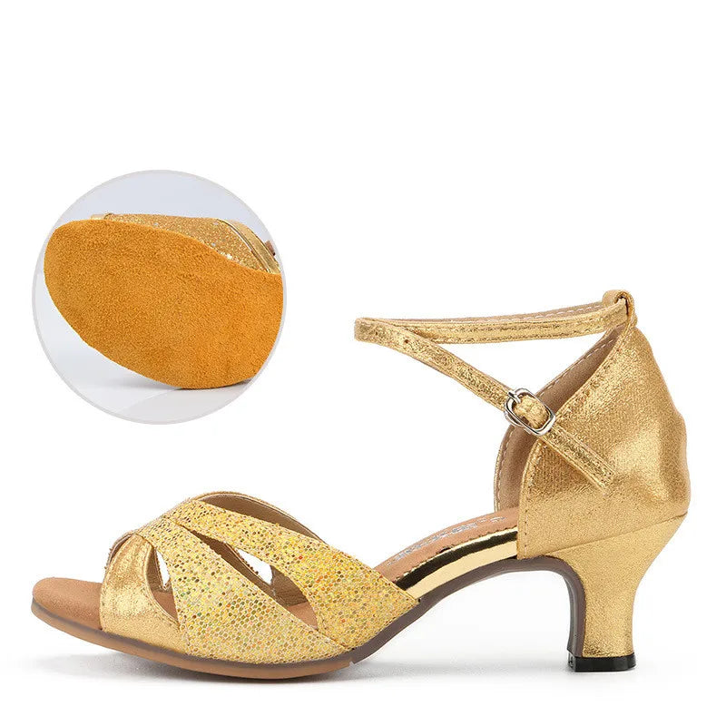 The Stardust Spotlight Latin Sandal – Faux Leather Performance Hee