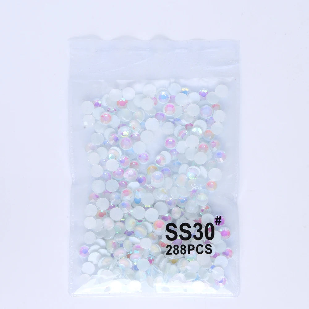 SS6-SS30 Mocha Shimmer White Glass Flatback Non-hotfix Rhinestones