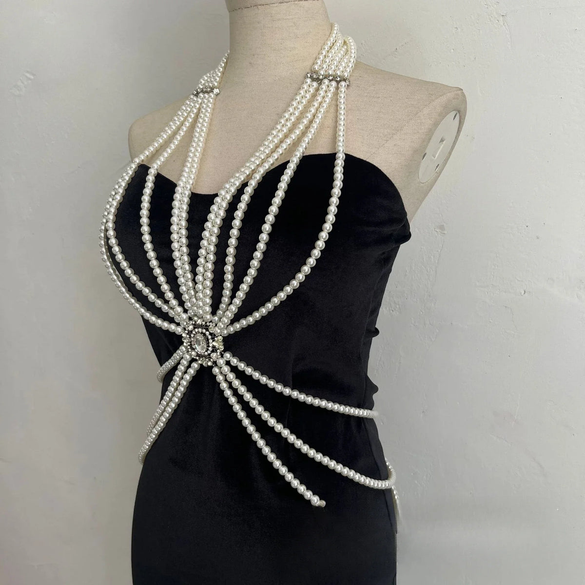 Pearl-Look Beaded Bra Body Chain