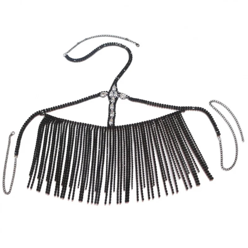 Rhinestone Tassel Costume Face Veil