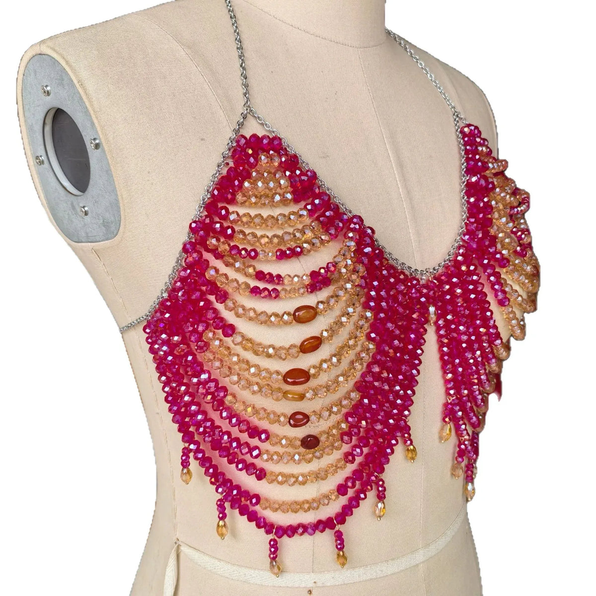 Multilayer Beaded Costume Bra Chain