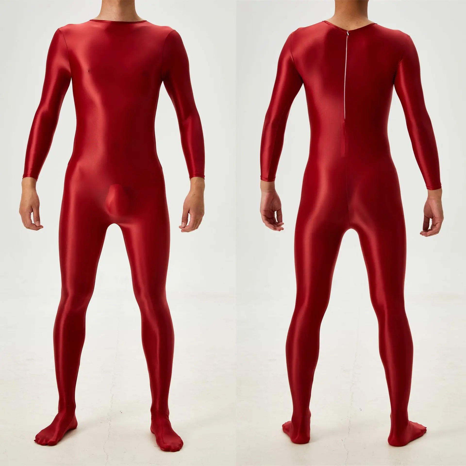 Sexy Candy Color Oil Glossy Shiny Shapping Bodysuit Stain Smooth Sheer See Through Sexy Tights Elastic Fitness Leotard