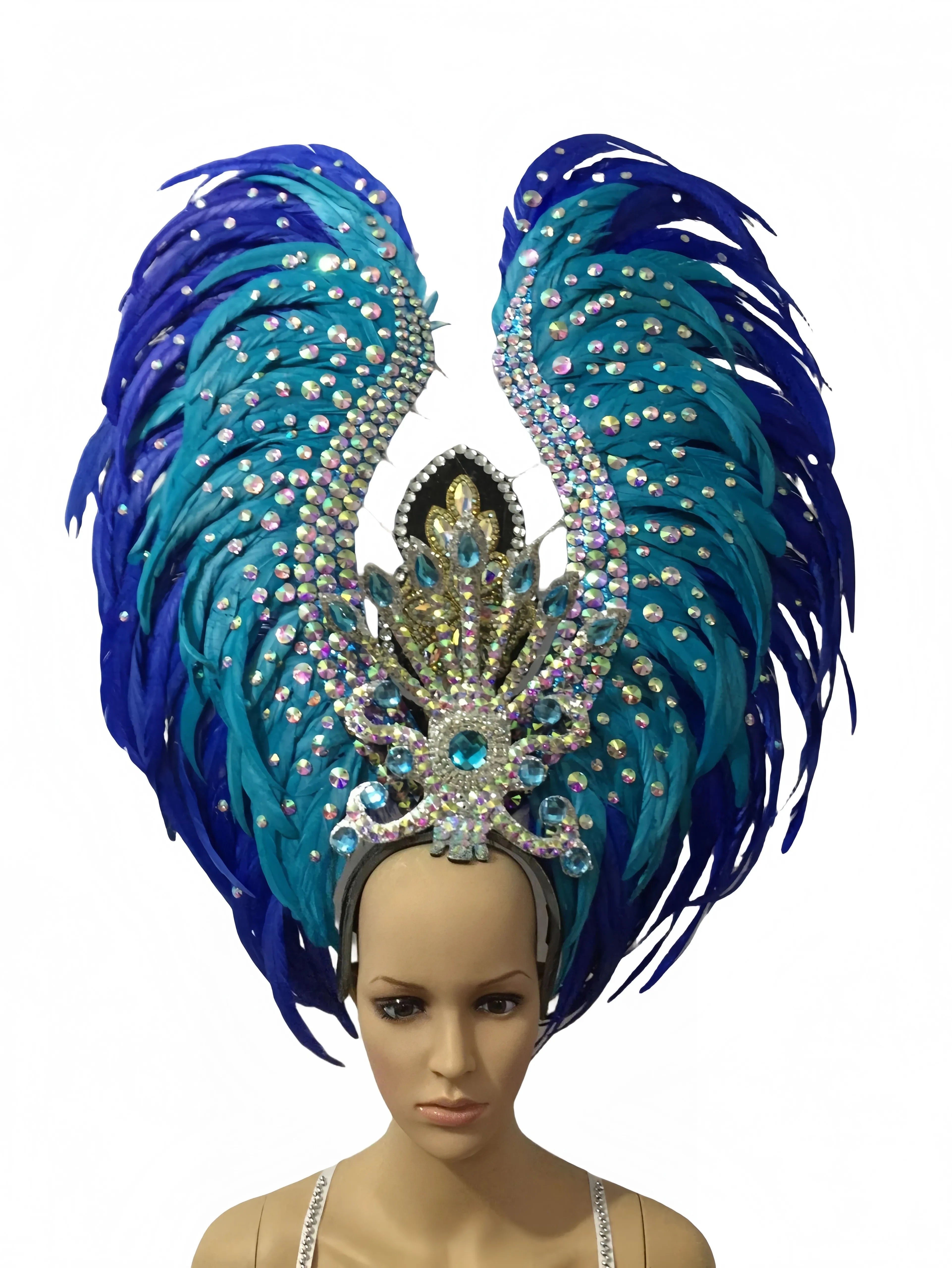 Feather headdress samba costume carnival halloween party bar performance hat makeup dance wings parade