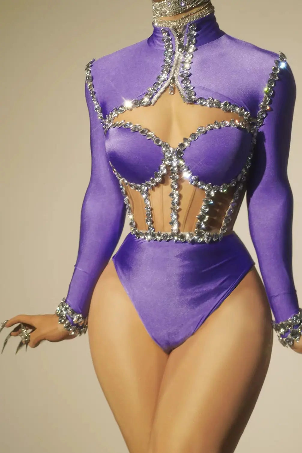 Crystal Tube Top, High-Waist Shorts & Bolero Jacket 3-Piece Performance Costume Set