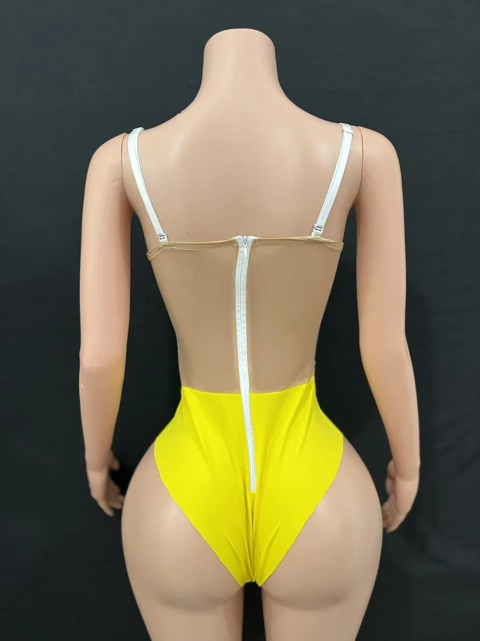 Multi-Colored Triangle Halter Bodysuit & Stage Performance Dancewear