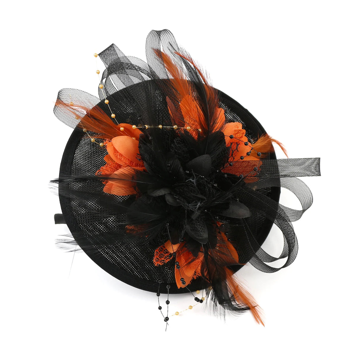Feather Flower Mesh Fascinator with Clip & Headband