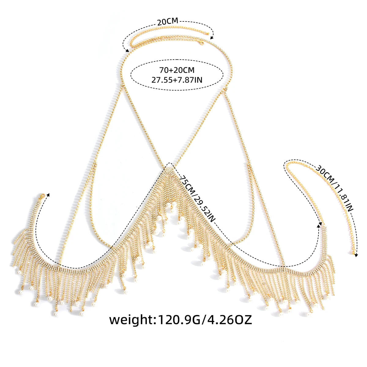 Halter Rhinestone Tassel Bra Body Chain