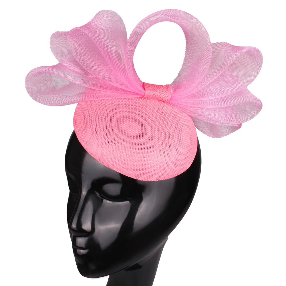 18cm Elegant Sinamay Bow Fascinator Hairpin Kentucky Derby Cocktail Hat Headpiece