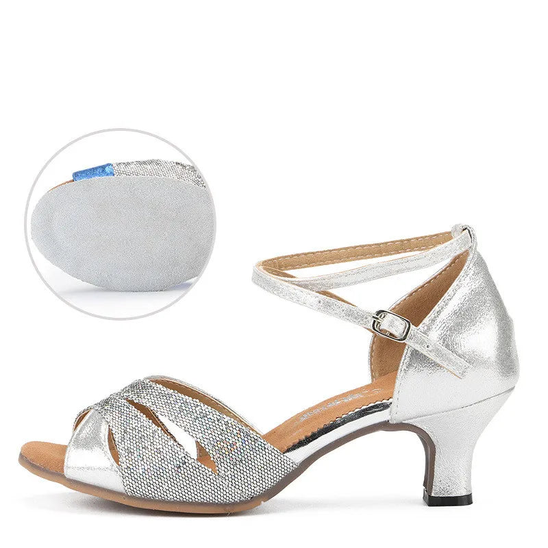 The Stardust Spotlight Latin Sandal – Faux Leather Performance Hee