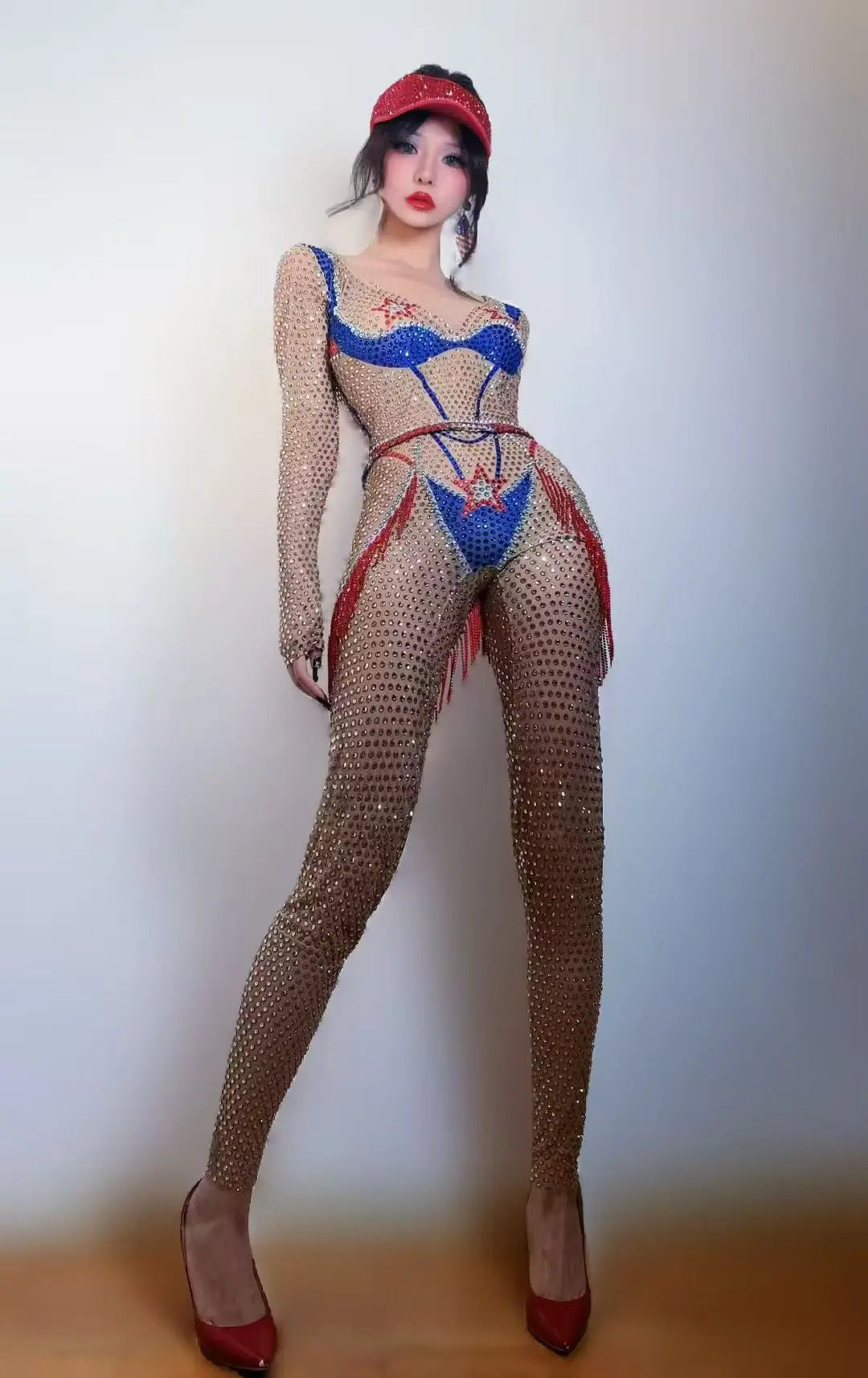 Sparkly Rhinestones Jumpsuit for Women Sexy Nightclub Birthday Party Bodysuit Show Performance Photoshoot Stage Wear