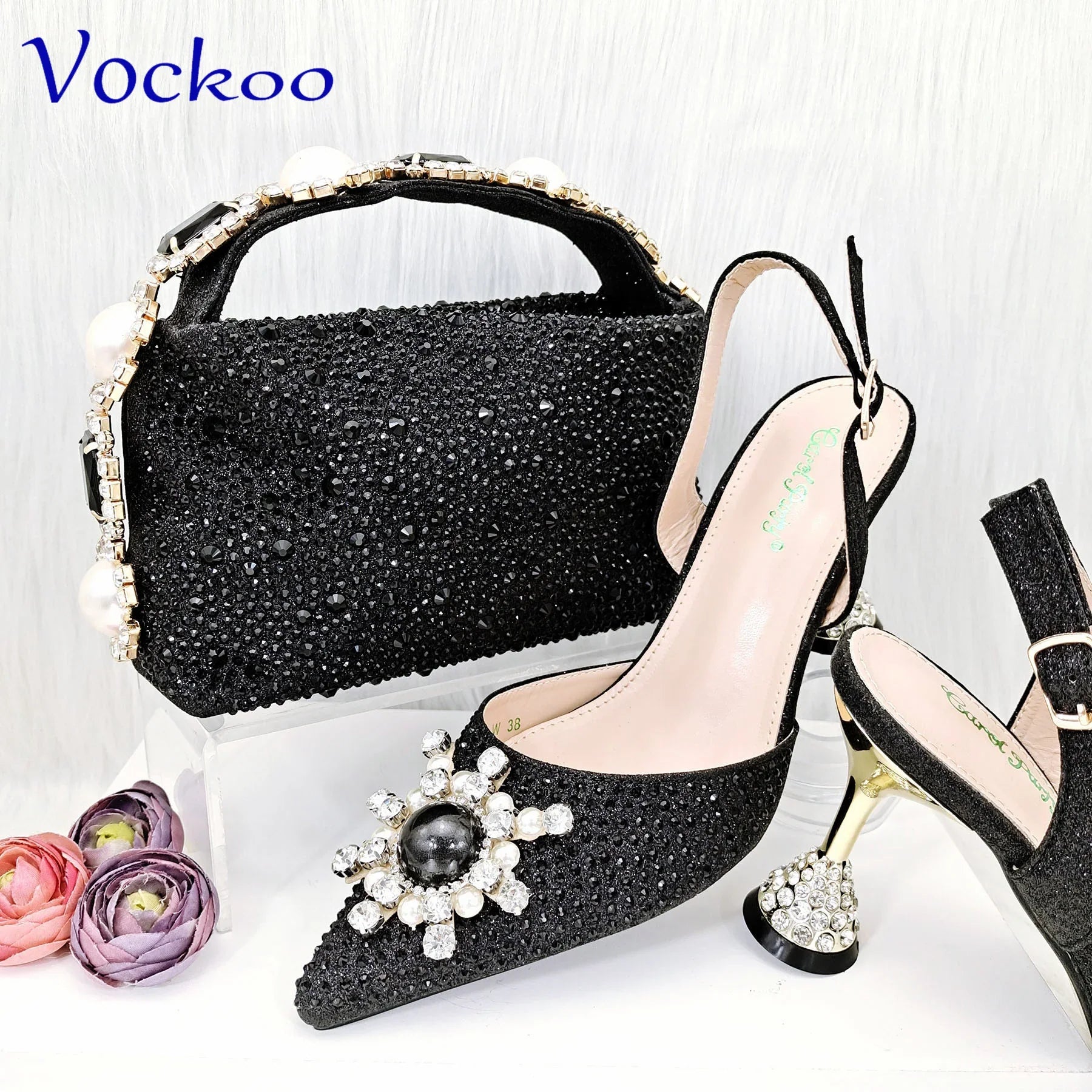 Crystal Shoes and Bag Set