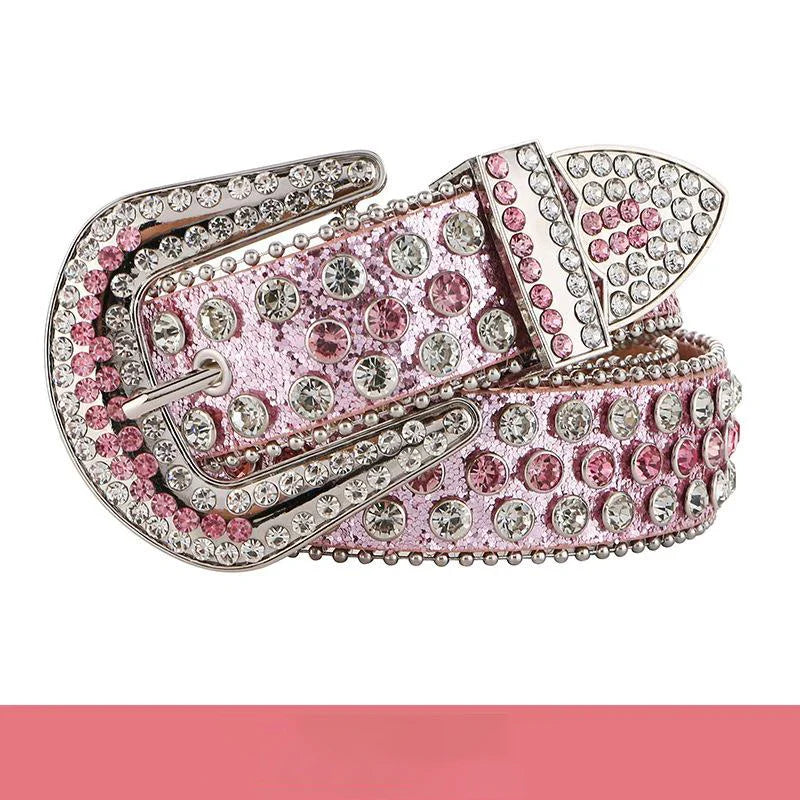 Gem Studded Western Style Fashion Buckle Belt