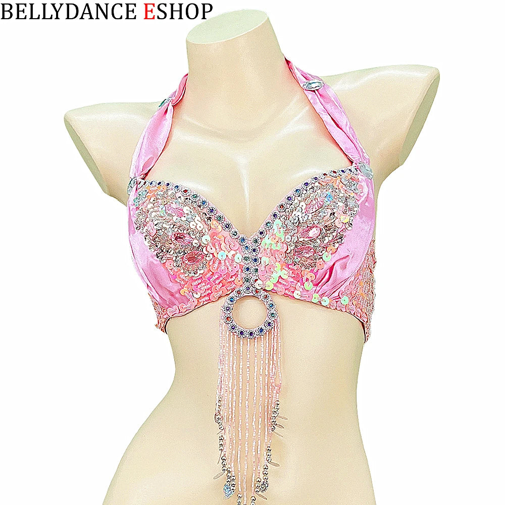 The Stardust Siren Shimmer – Sequin & Tassel Halter Belly Dance Bra Top