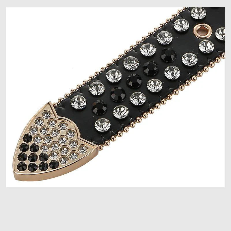 Gem Studded Western Style Fashion Buckle Belt