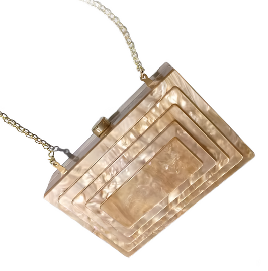 Art Deco Acrylic Clutch Handbag - Champagne