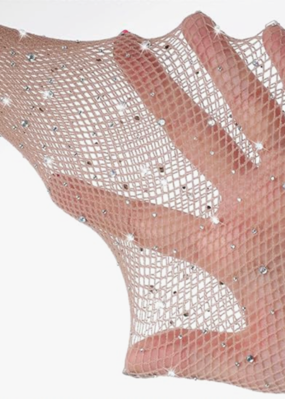Nude Fishnet Rhinestone Stockings