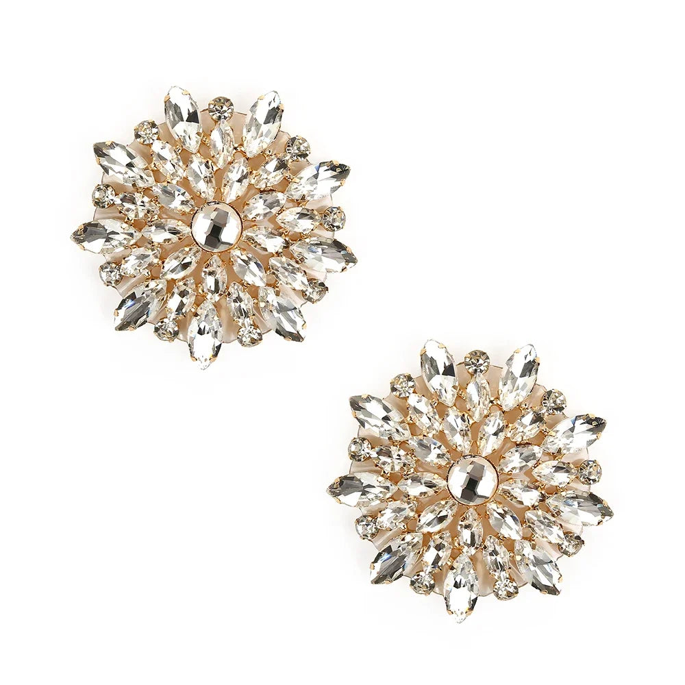 Sparkly Rhinestone Flower Burst Reusable Nipple Pasties Self-Adhesive Covers