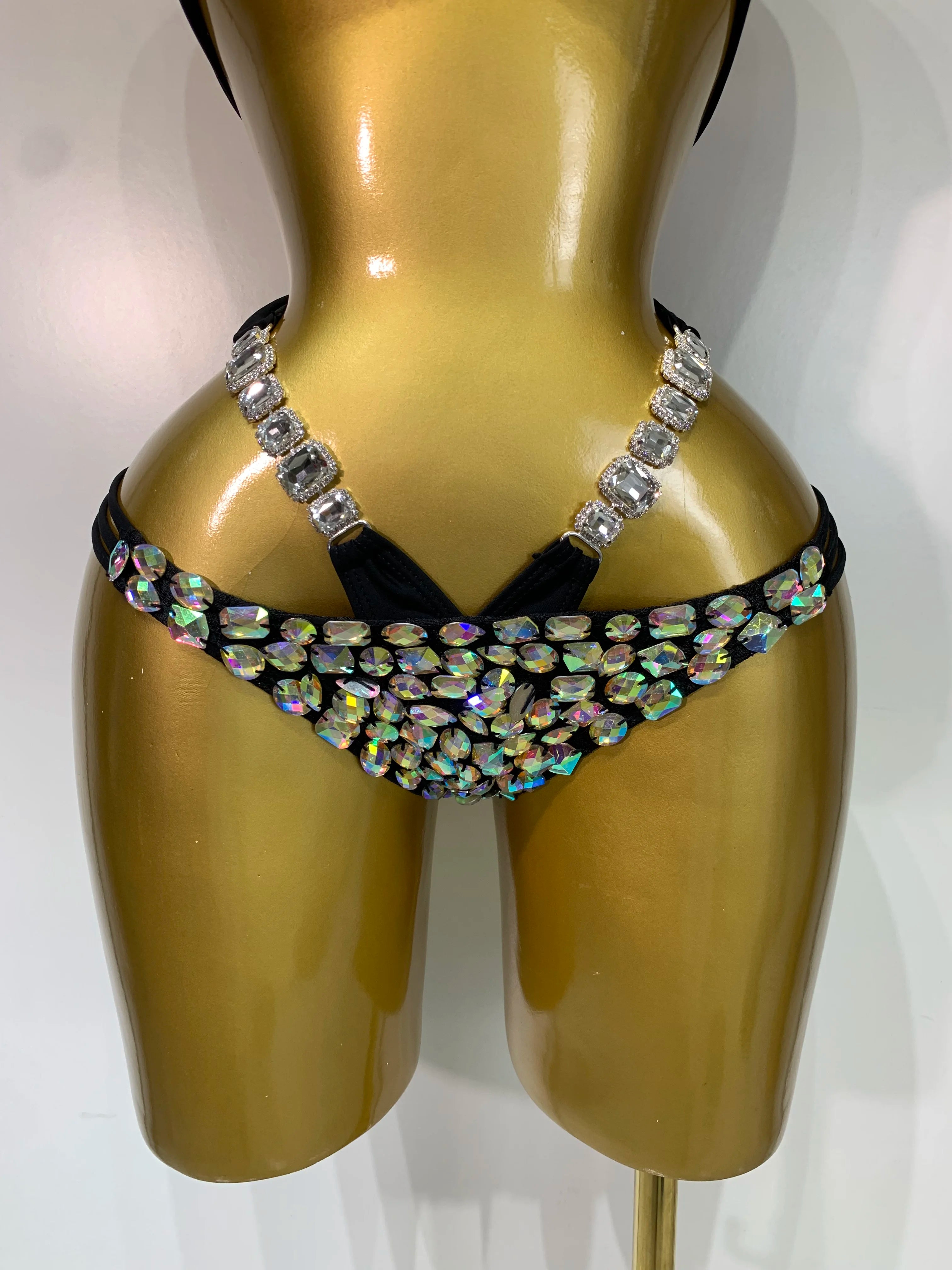 Crystal Diamond Bikini Two-Piece Set Sparkle Stage Performance Outfit