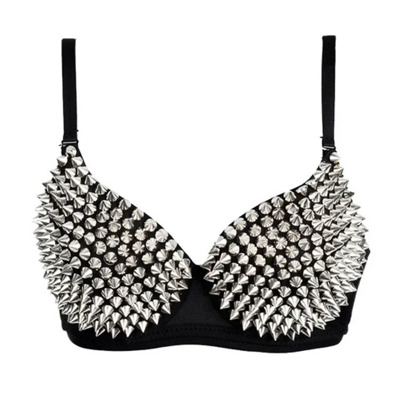 Metallic Rivet Studded Gothic Push-Up Bra & Punk Rave Bralette