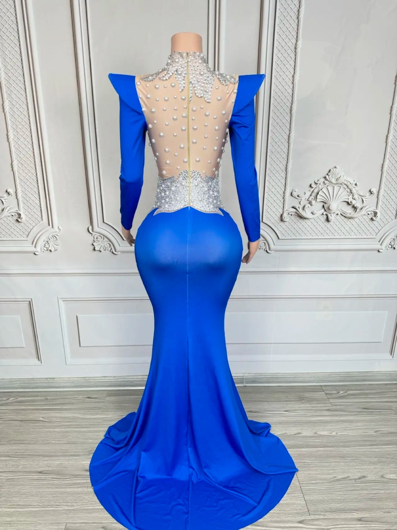 Rhinestone Floral Embroidered Mermaid Gala Gown & Trailing Evening Dress