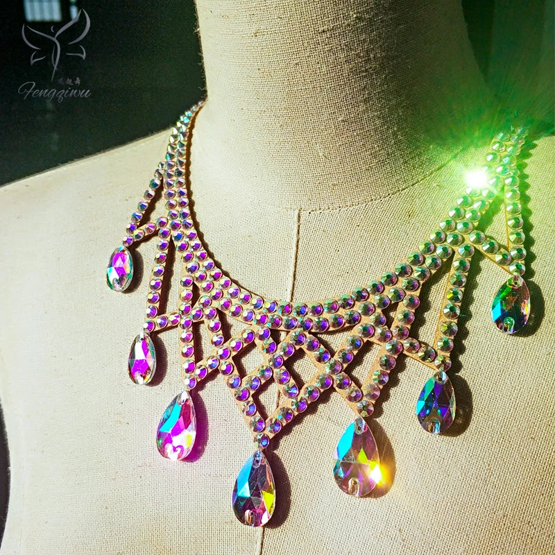 Rhinestone Latin Dance Statement Necklace