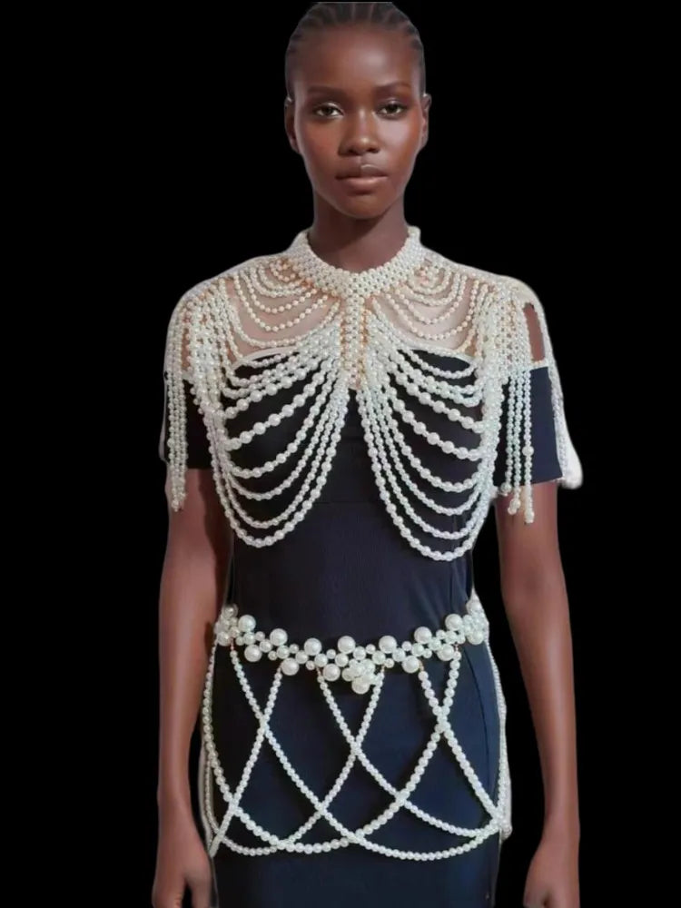 Multilayer Pearl-Look Bra & Waist Jewelry
