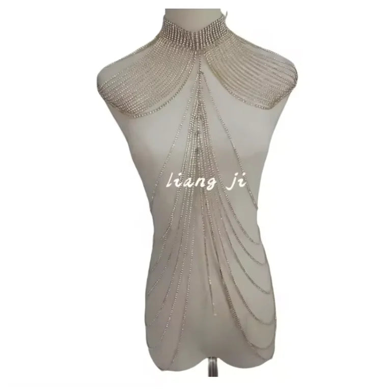 Crystal Tassel Bra & Skirt Costume Jewelry