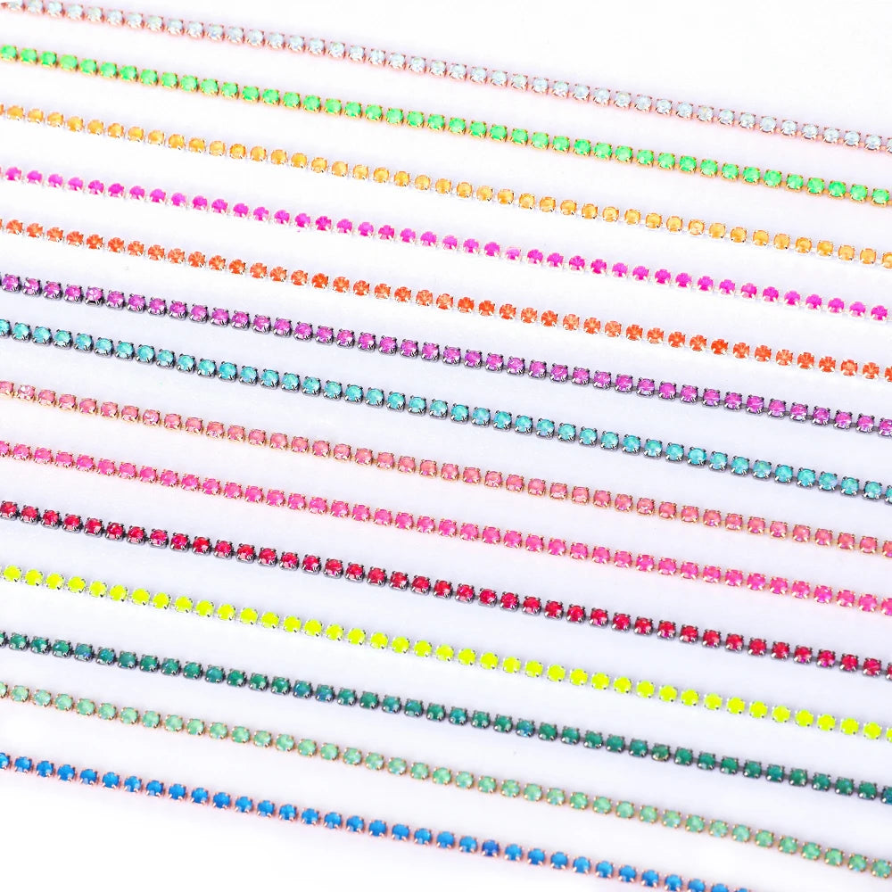 The Stardust Fluorescent Stream – Premium AAAA Glass Fluorescent & Mocha Rhinestone Cup Chain Trim