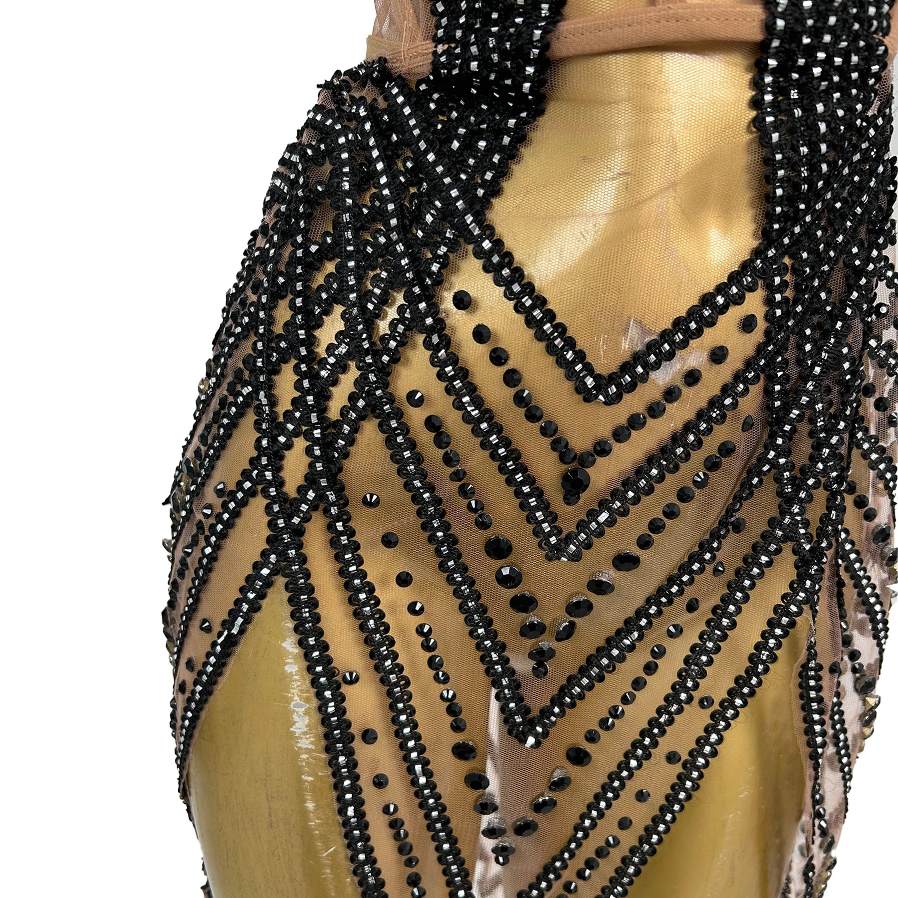 Crystal Embellished Flying Sleeve Bodycon Mini Dress & Gogo Dancer Costume