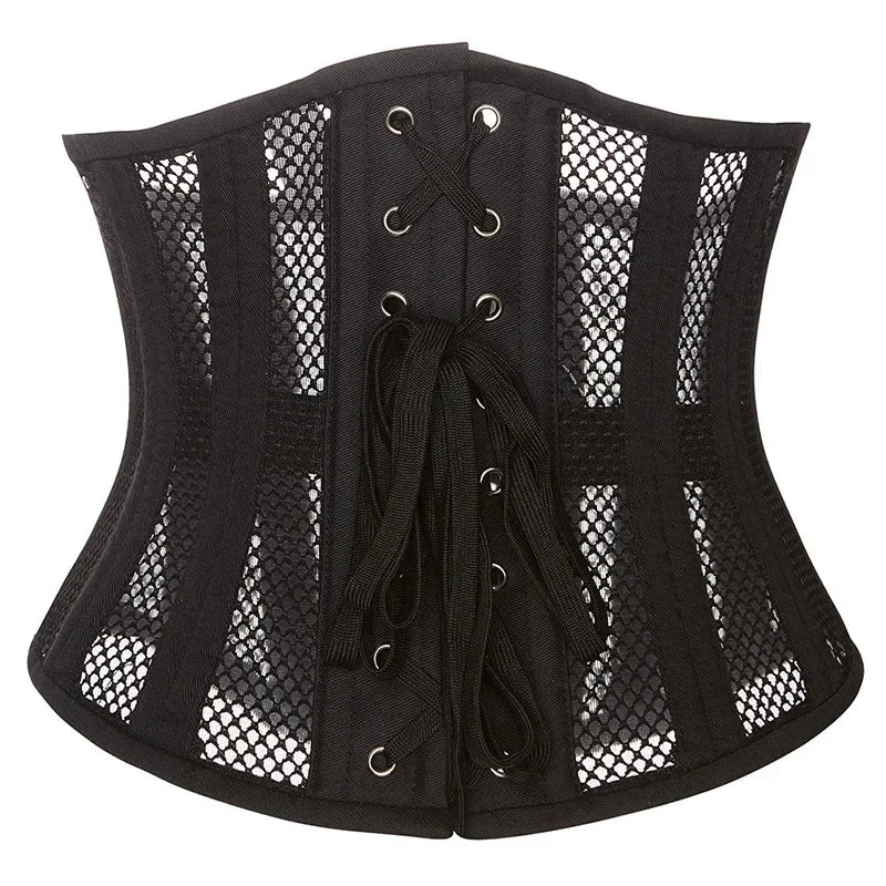 Steel Boned Mesh Short Torso Waspie Corset & Breathable Waist Cincher
