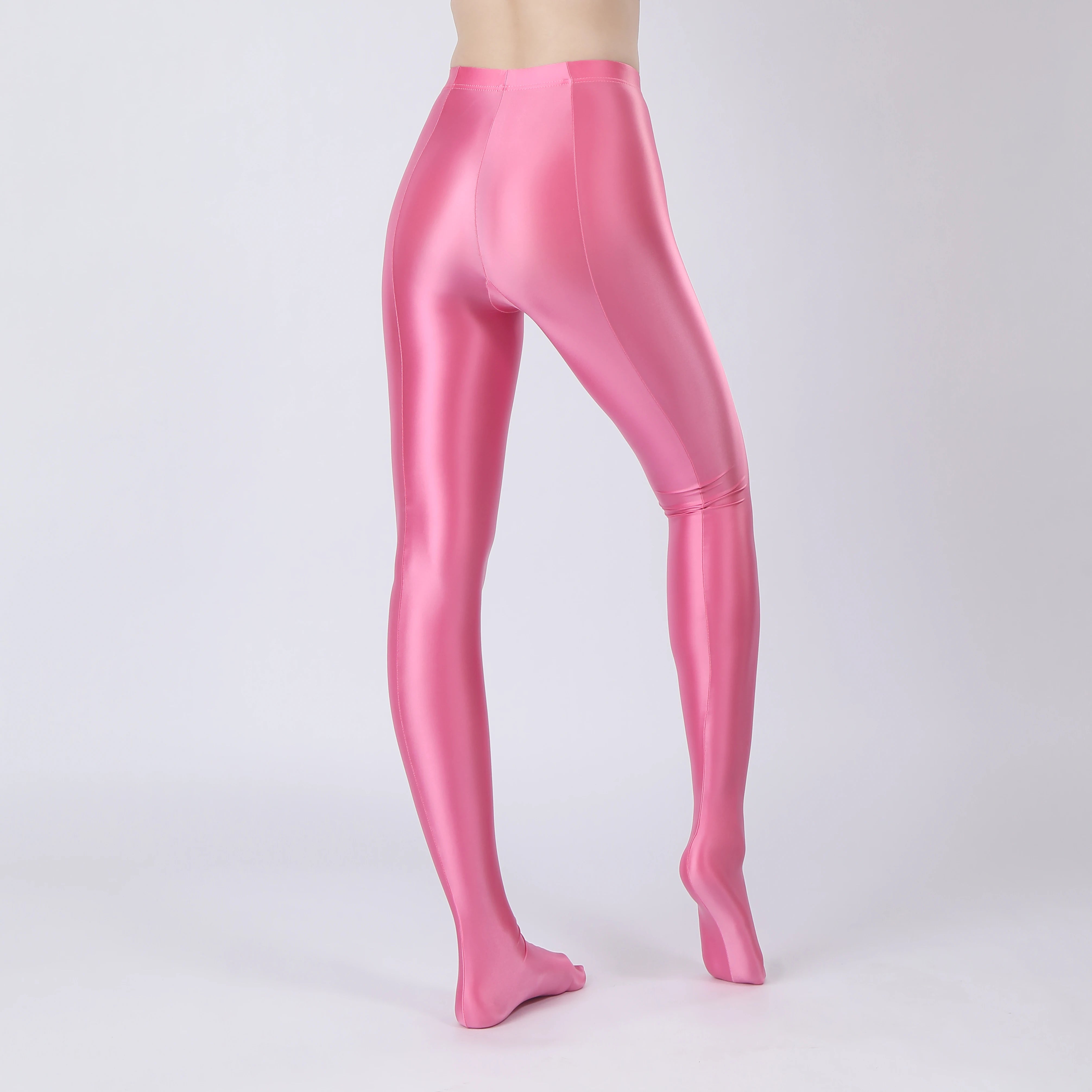 Oil Glossy High-Stretch Satin Pencil Pants & Leopard Print Leggings