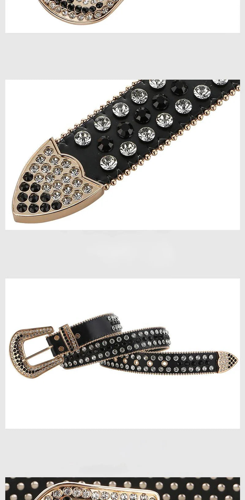 Gem Studded Western Style Fashion Buckle Belt