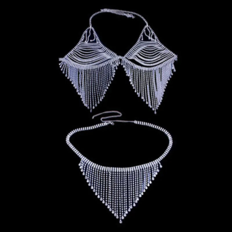 Teardrop Crystal Tassel Bra & Waist Jewelry