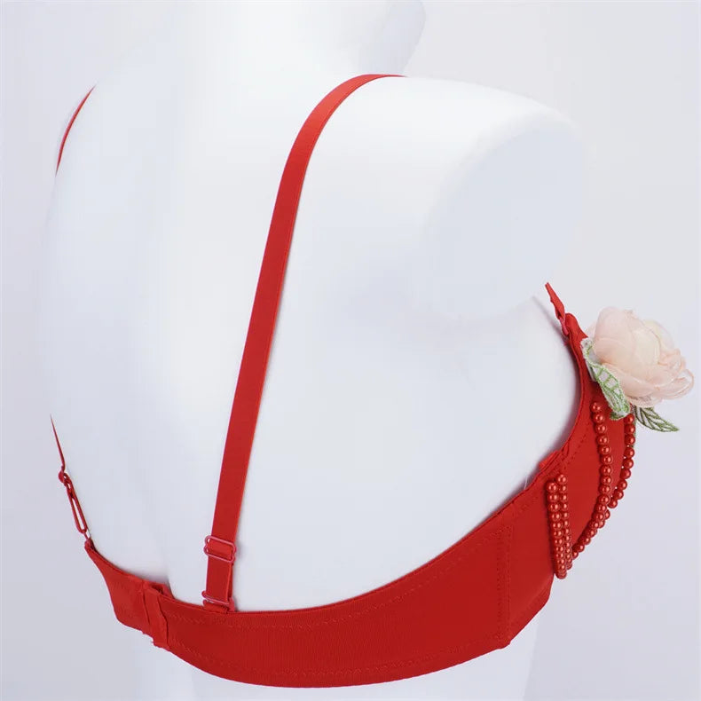 Organza Floral & Pearl Bustier Bra Top | Kawaii Stage & Nightclub Bralette