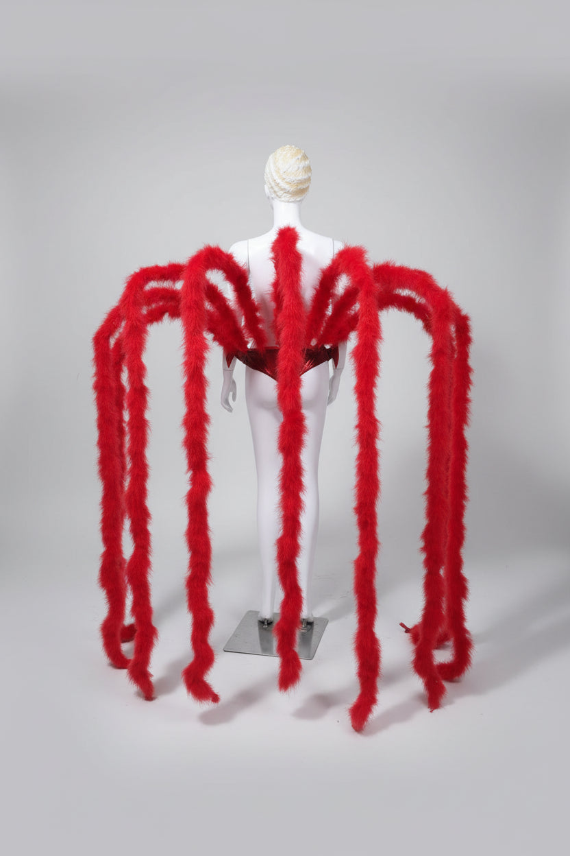 Long Feather Waterfall Backpiece Costume Accessory