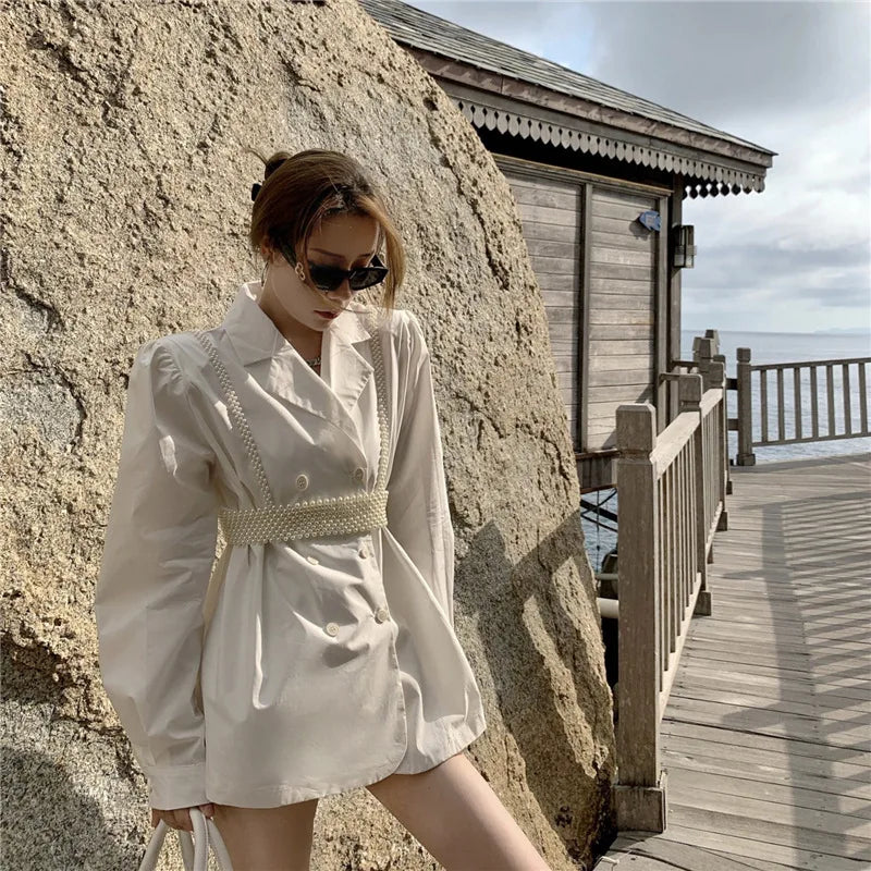 White Pearl-Look Costume Shoulder Shawl