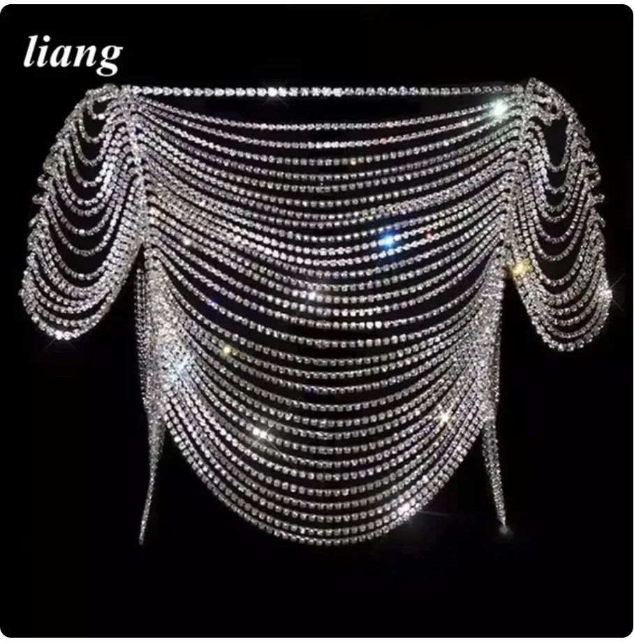 Rhinestone Fringe Vest & Skirt Body Jewelry