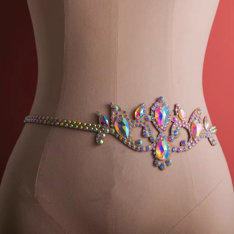 Sparkly Layered Rhinestone & Pearl Belly Dance Waist Chain Belt
