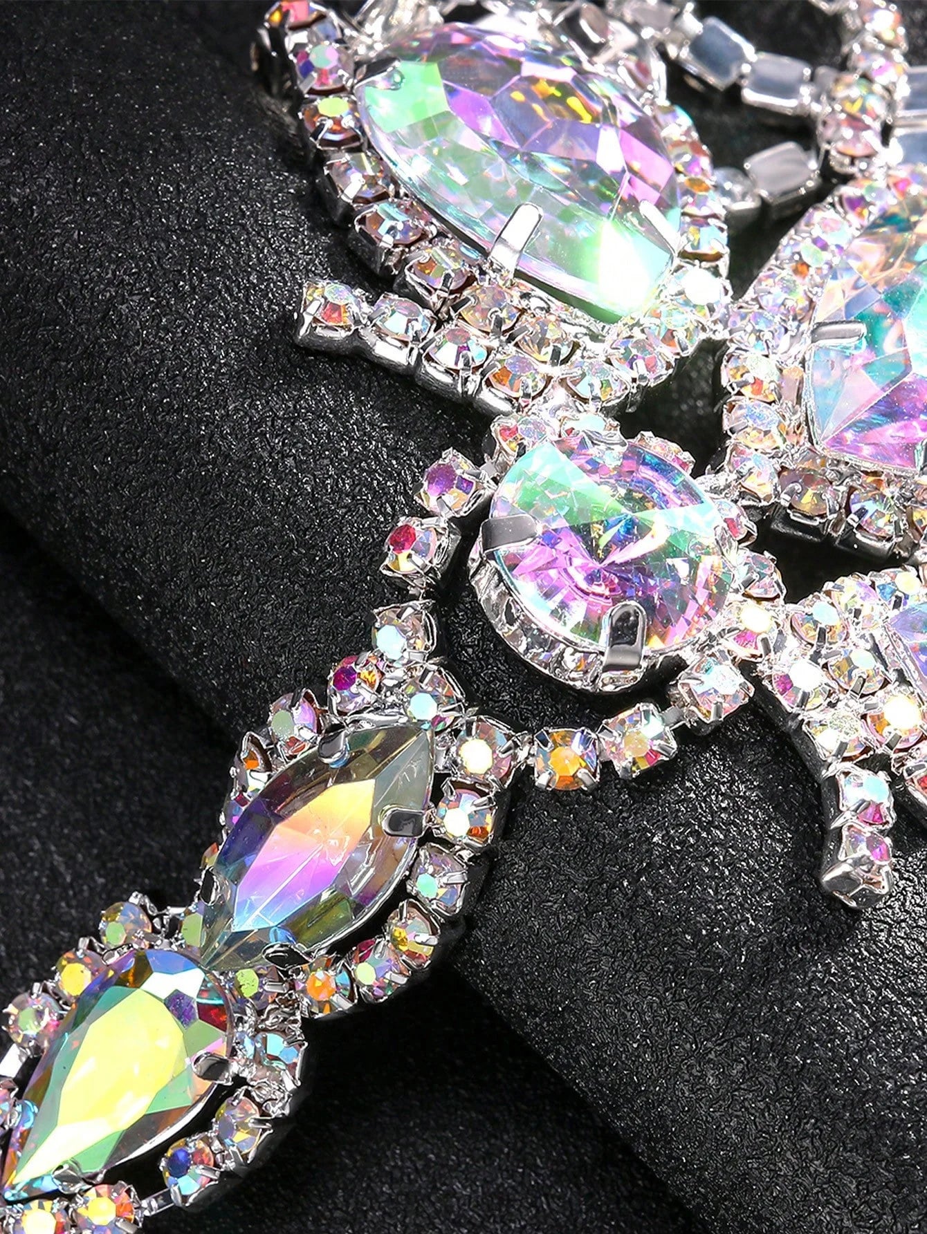Oversized Crystal Rhinestone Hand Harness Bracelet Drag Queen Catwalk Stage Jewelry