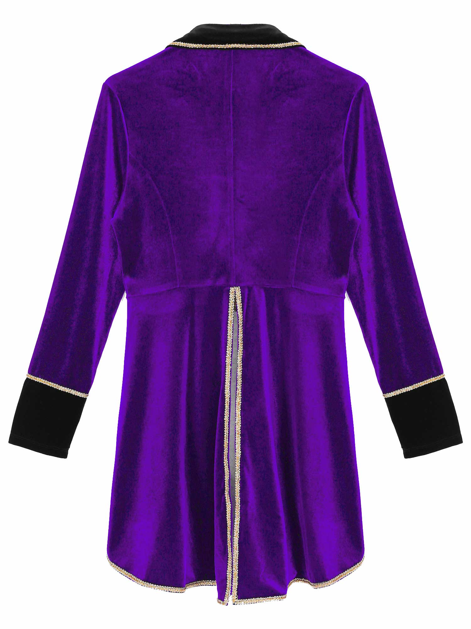 Velvet Circus Ringmaster Gold-Trimmed Swallow-Tail Blazer Coat
