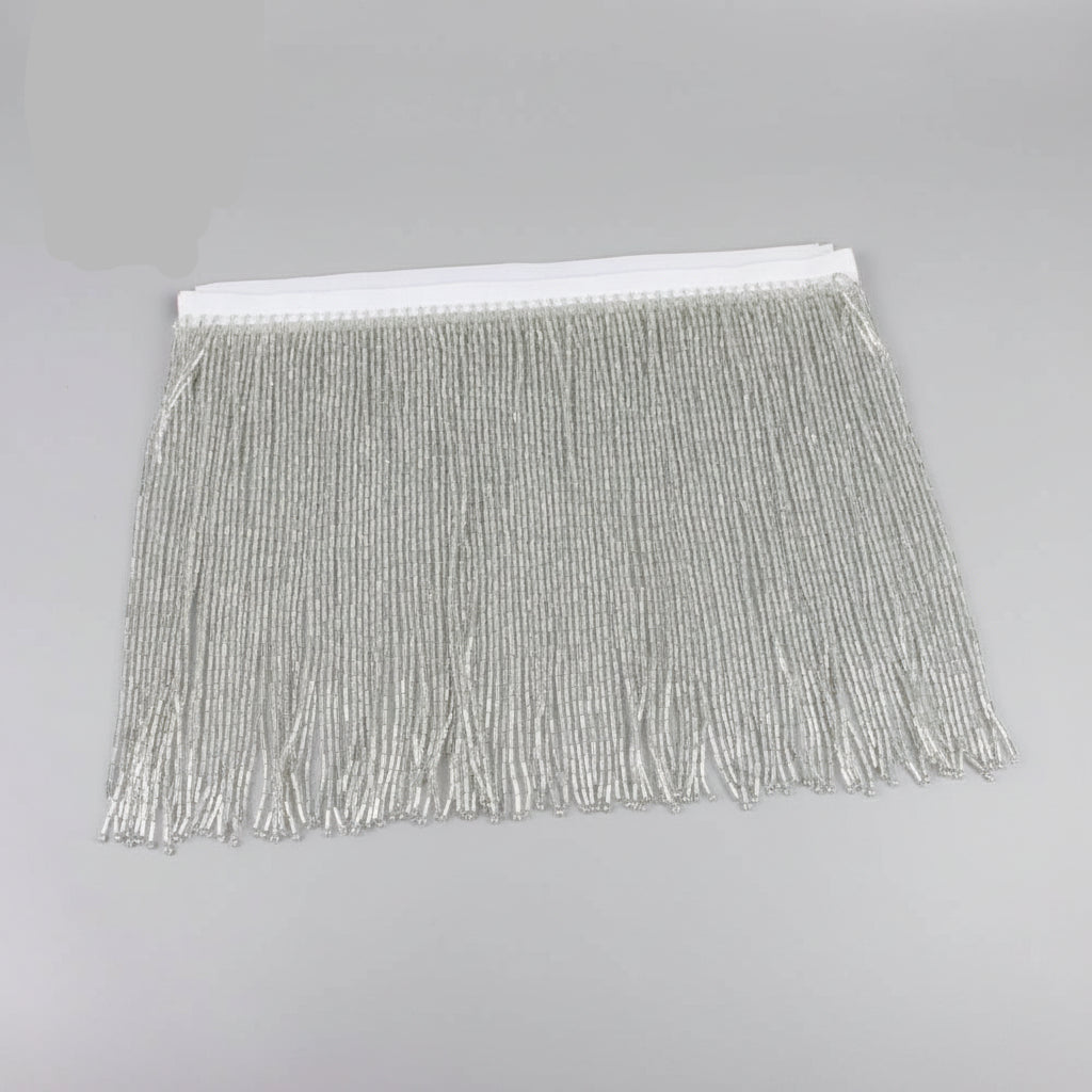 Long Glass Rhinestone Beaded Fringe Trim