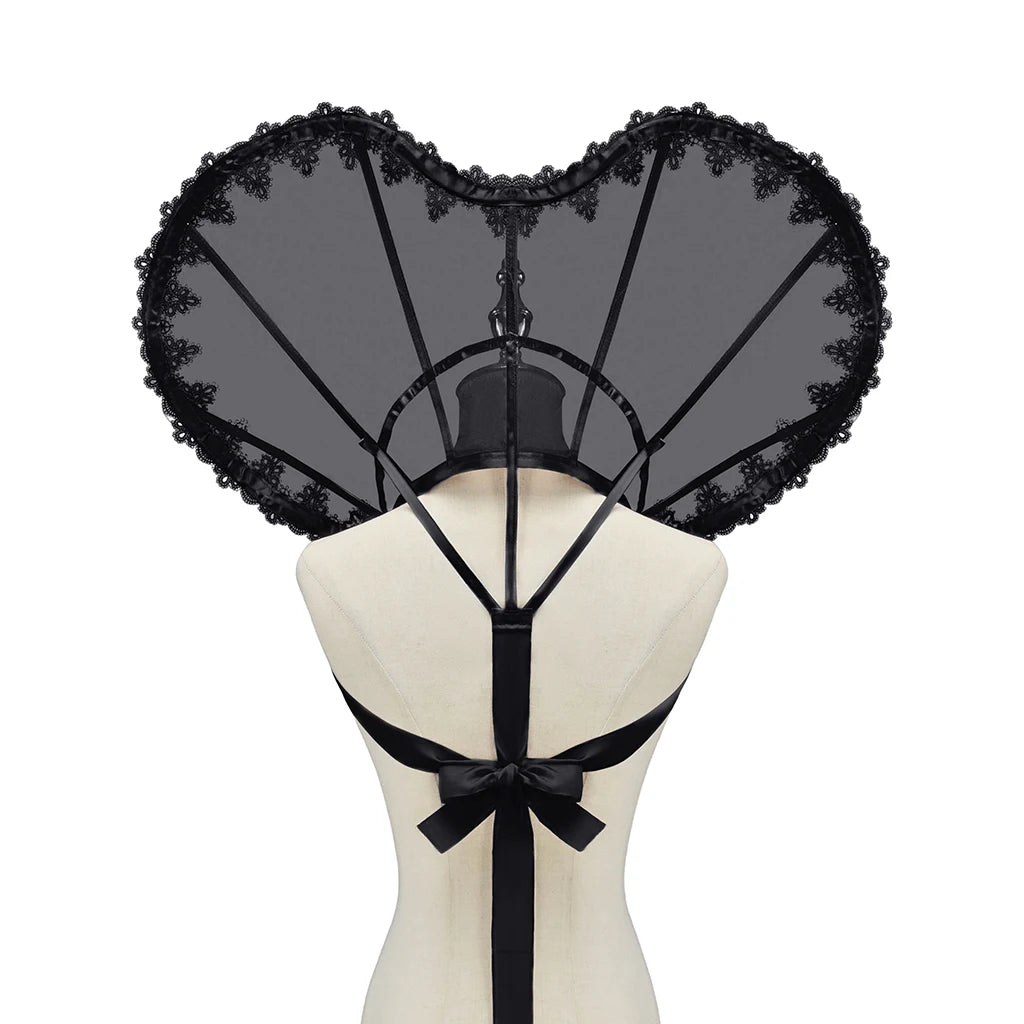 Heart-Shaped Standing Lace Medici Collar Gothic Queen Elizabeth Boned Neckpiece
