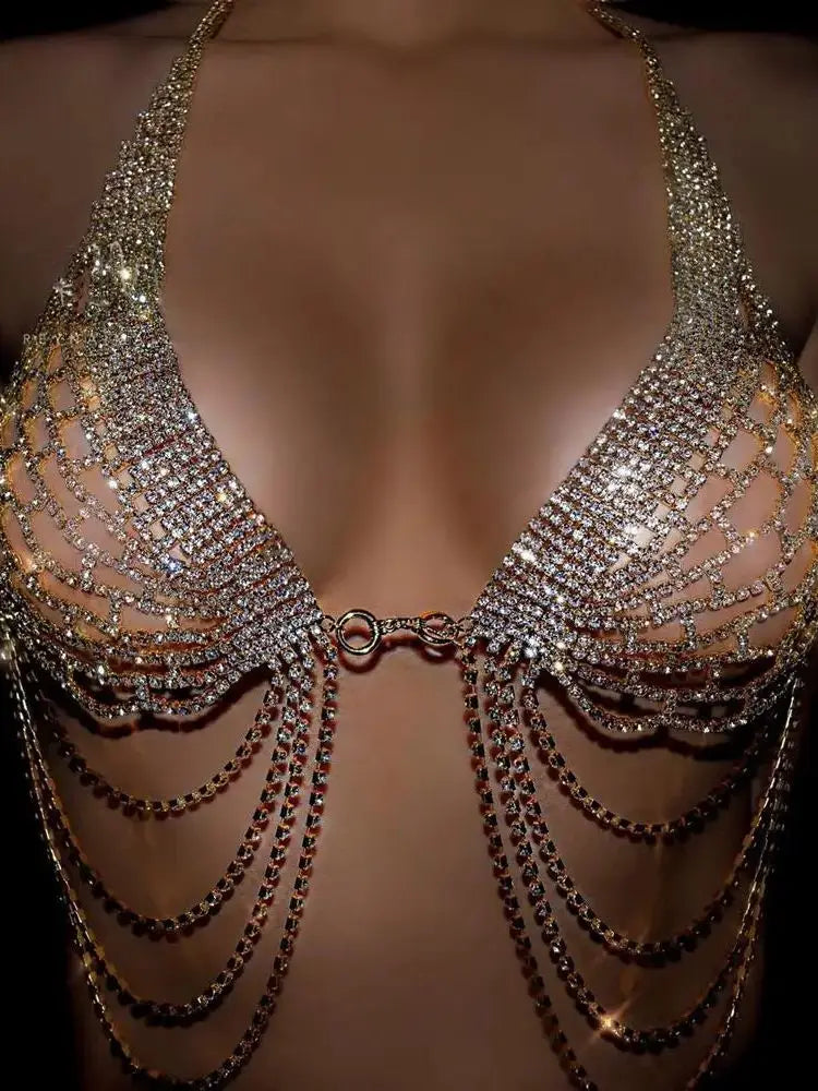 Angel Wing Rhinestone Bra & Body Jewelry