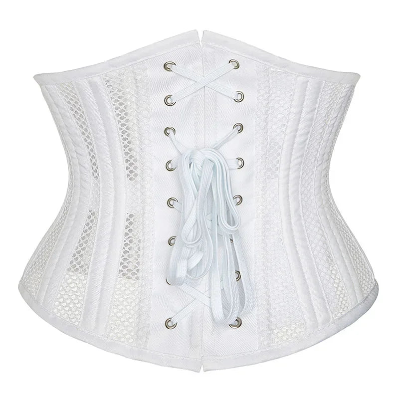 Steel Boned Mesh Short Torso Waspie Corset & Breathable Waist Cincher