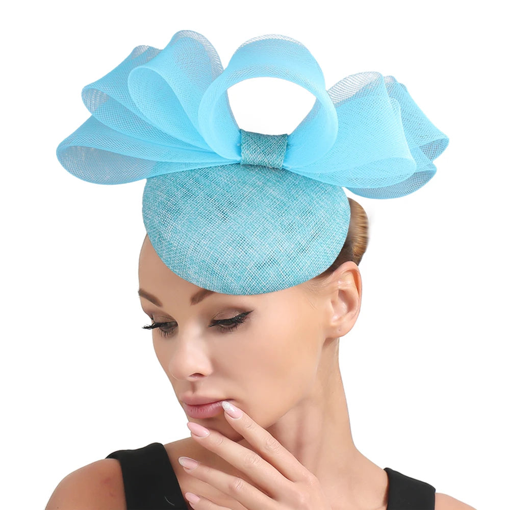 18cm Elegant Sinamay Bow Fascinator Hairpin Kentucky Derby Cocktail Hat Headpiece